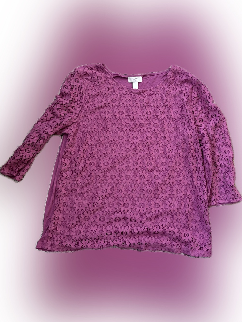 Three-Quarter Mauve Mixed Media Shirt